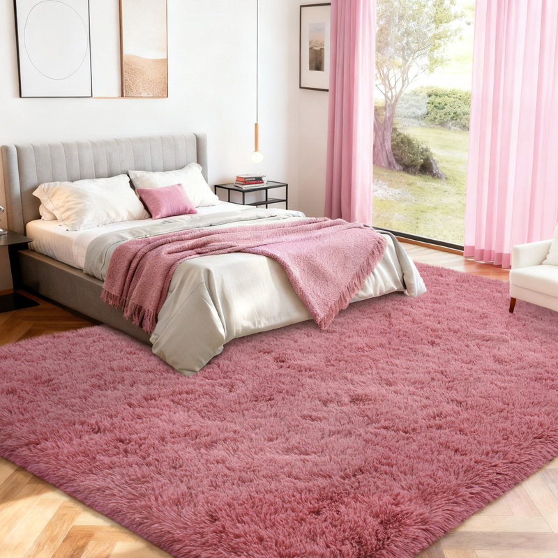 Super Soft BeanPastePink Rug 6x9 ft, Oversized Living Room Rug, Thick Pile Rug, Fluffy Tufted Room Rug For Room Bedroom Large Cozy Fuzzy Rug Room Home Decor Aesthetic Soft Non Slip Rug Decor Aesthetic, Christmas Decor, Halloween Decor
