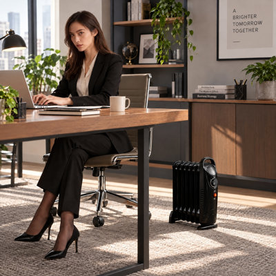Chaufferette électrique Air-Comfort 700 Watts avec thermostat, protection contre la surchauffe et 2 réglages de chaleur Airo Comfort