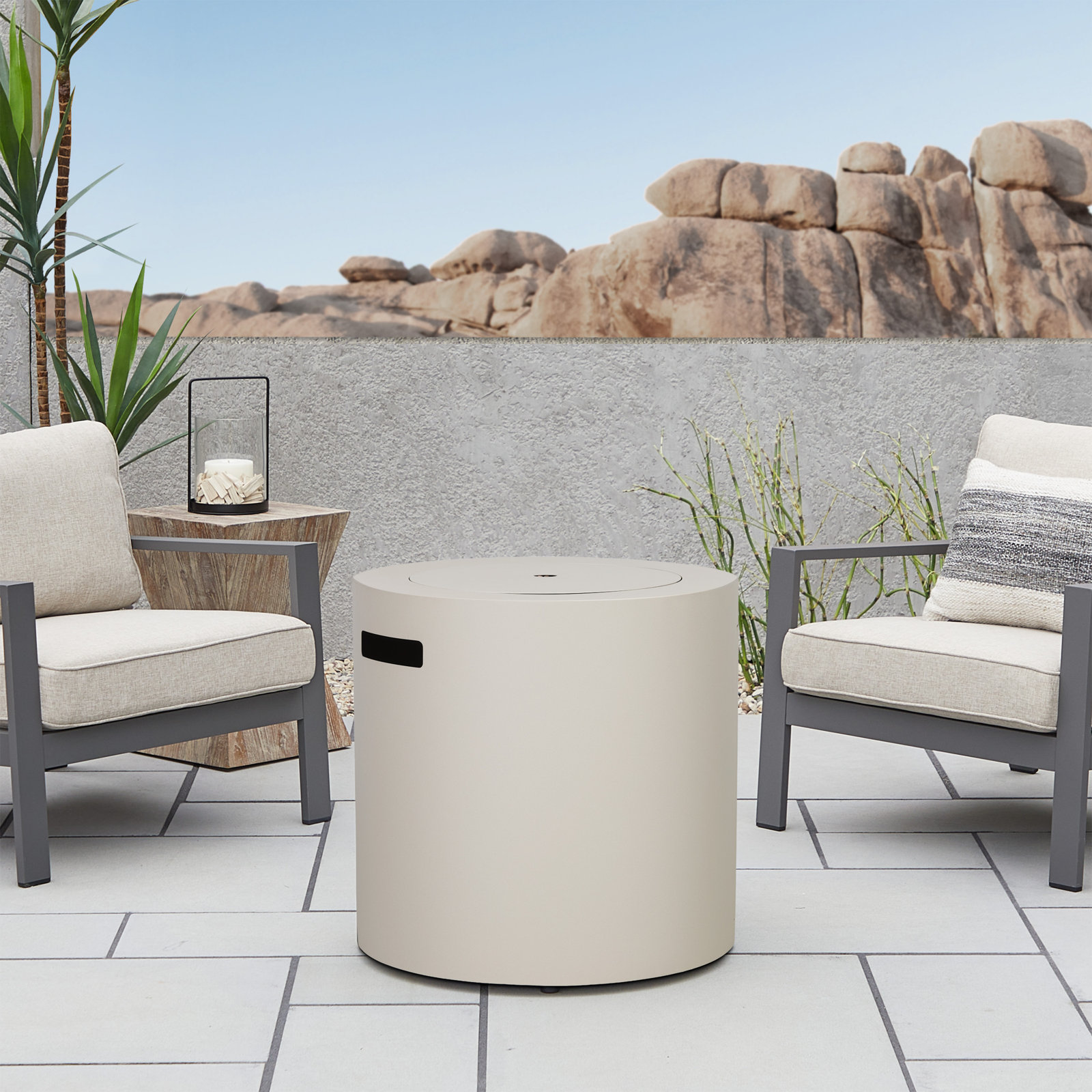 Aegean Round Fire Pit, Light Sand