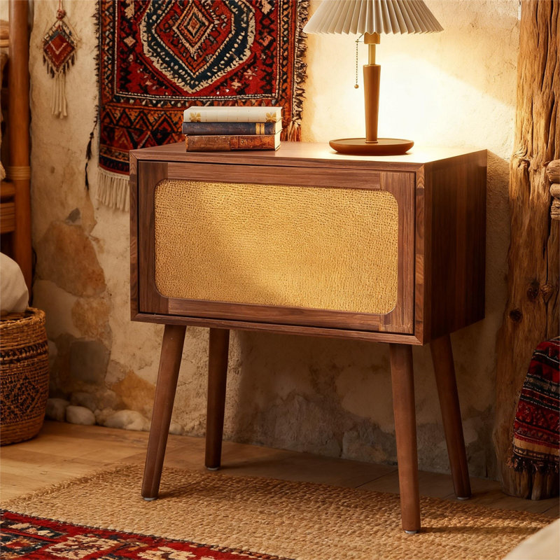 Rotating Hidden Compartment Nightstands, Walnut