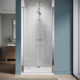 Porte de douche pliante sans cadre H 36 po x l 72 po BFH, verre trempé transparent de 6 mm, charnière pliante à 180 °