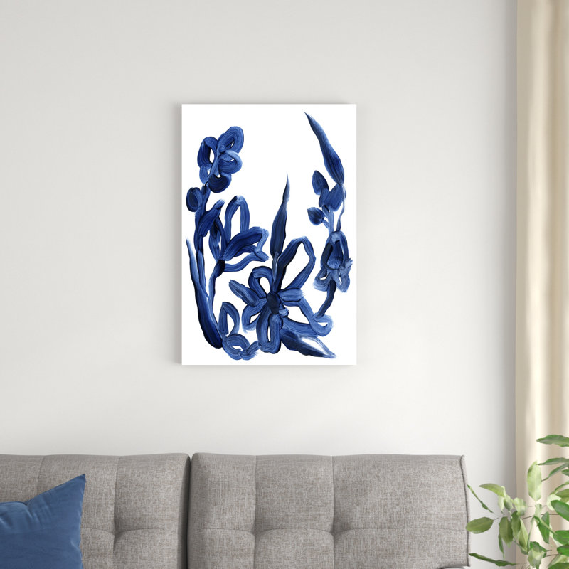 Fleurs indigo II, H 30 po x l 20 po x P 1,25 po