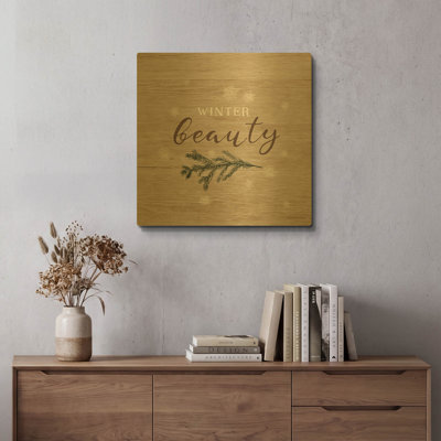 'Winter Beauty I' By Bluebird Barn Gold Metal Wall Art, 12" x 12"