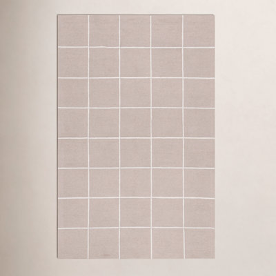 Martha Stewart Beige Ivory Hand-Tufted Wool Rug