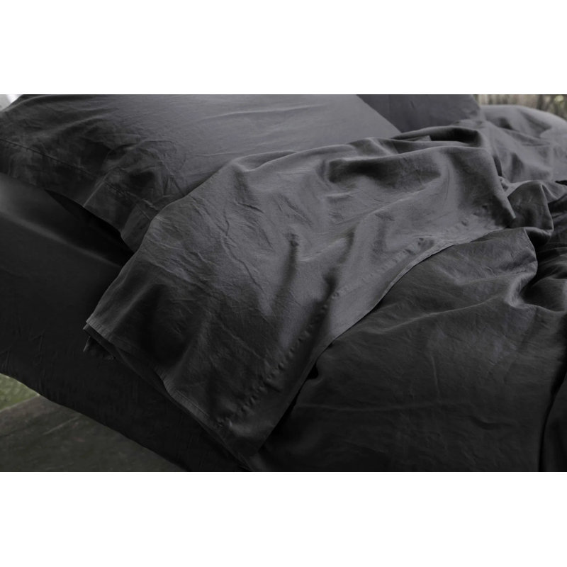 Viola Sateen Flat Sheet, King Flat Sheet, Charcoal