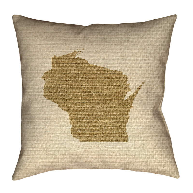 Oreiller Katelyn Smith Wisconsin, Brun, 14 po x 14 po, Coussin décoratif