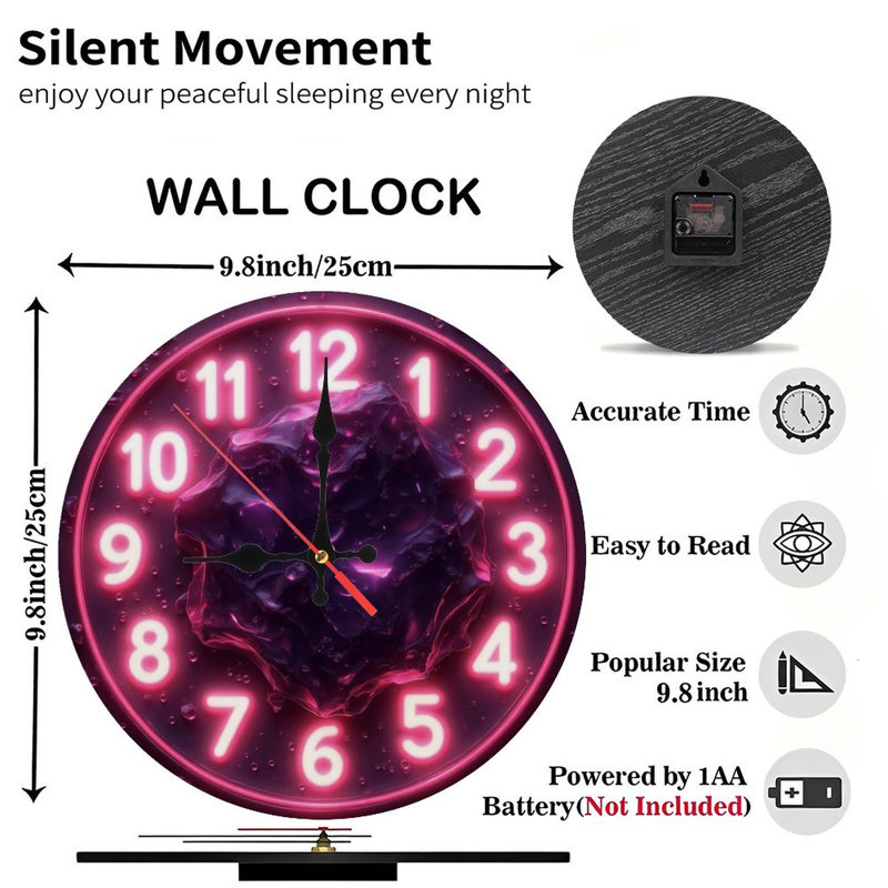 Horloge météorite mauve brillante