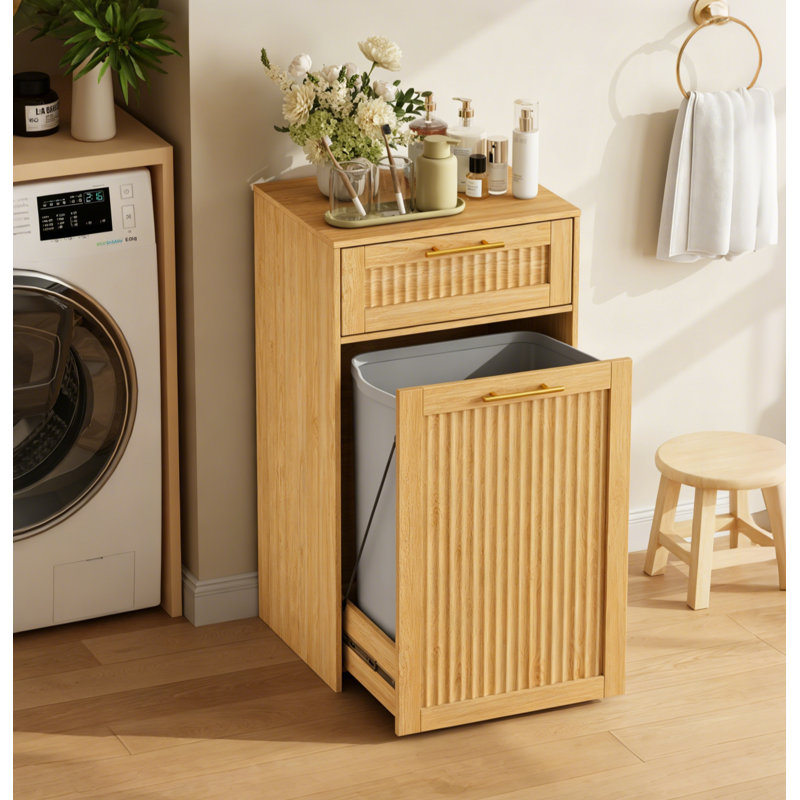 Armoire à ordures avec tiroir 13 gallons, Natural Oak, 13 Gallons