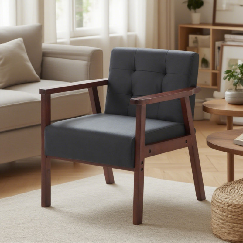  Fauteuil d'appoint en bois noir Pu