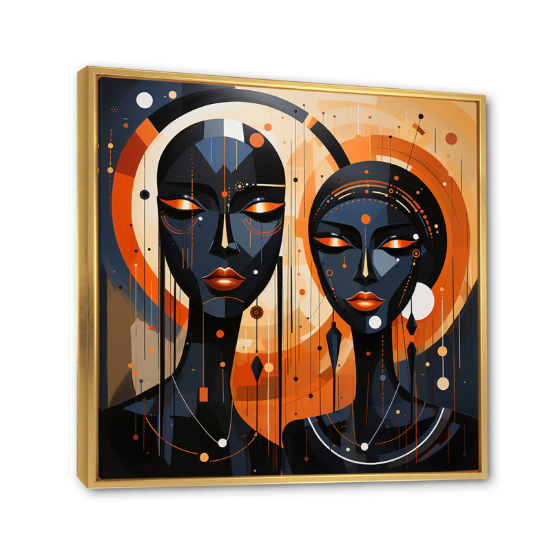 «African Soulful I» sur toile, H 30 po x l 30 po x P 1 po, Cadre flottant doré