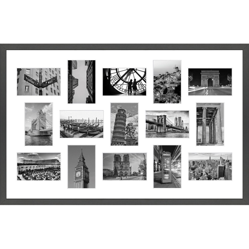 Lakeary Wood Picture Frame with Mat, Dark Grey