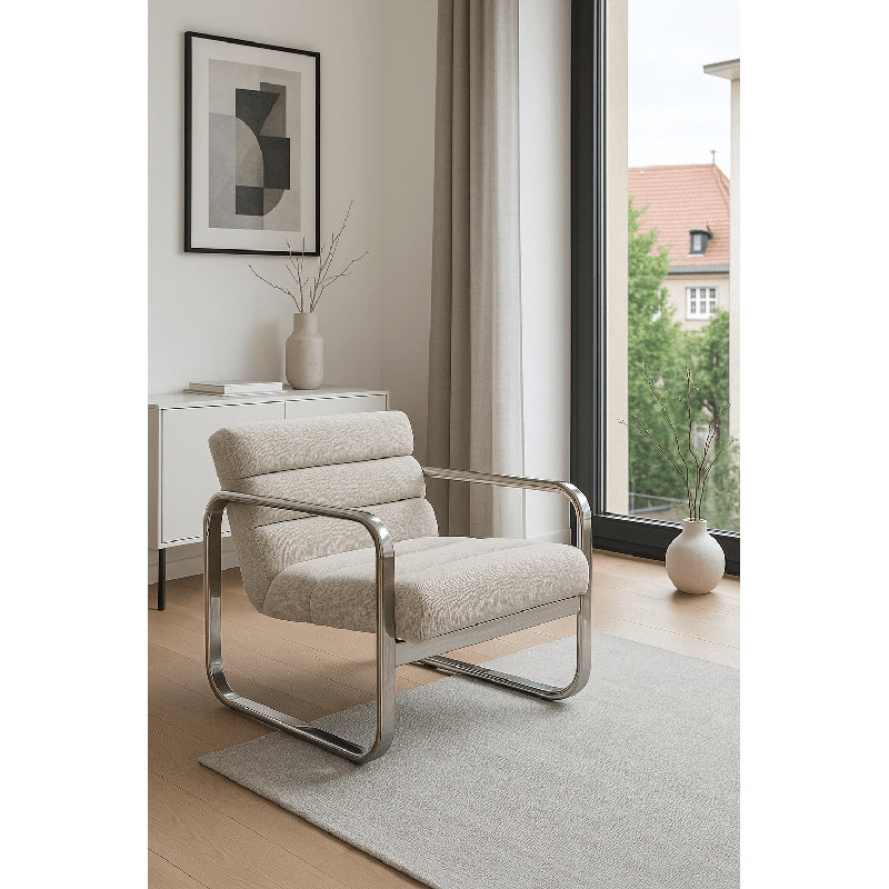 Chaise d'appoint Greyhound en chenille martelée, Chenille beige