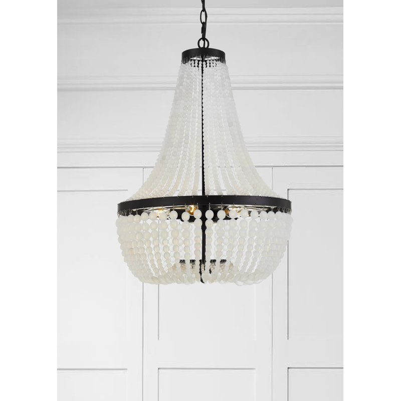 Josephine 8 - Light Unique Empire Chandelier with Beaded Accents, Matte Black, 6