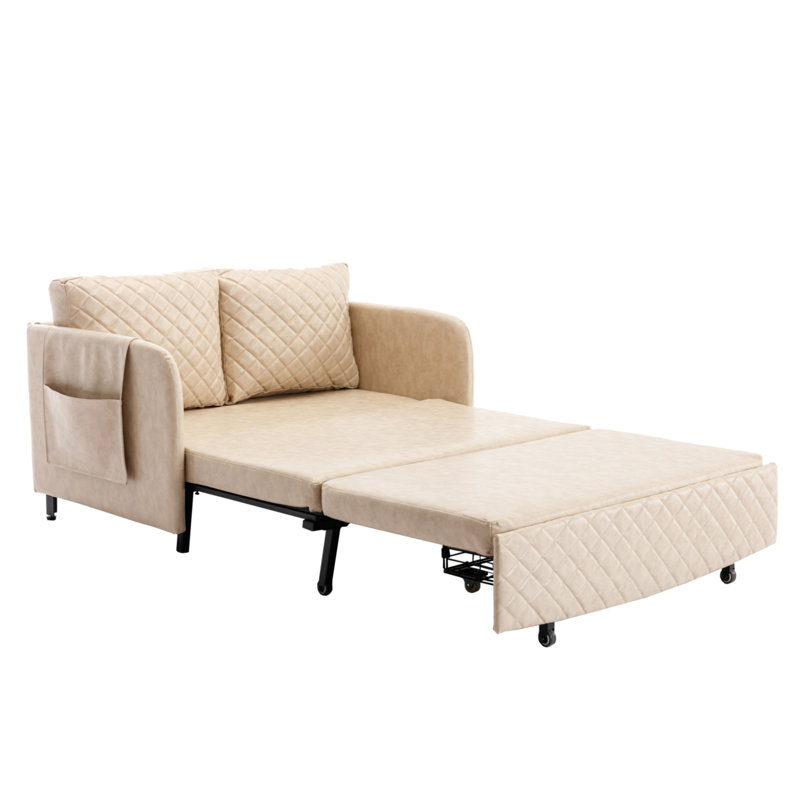 Jadrien Upholstered 47.64'' Sleeper Sofa, Carmel Faux Leather