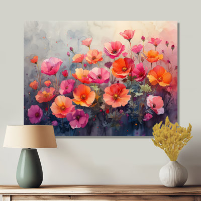 Pink Orange Buttercup Flower Fields - Buttercups Wall Art