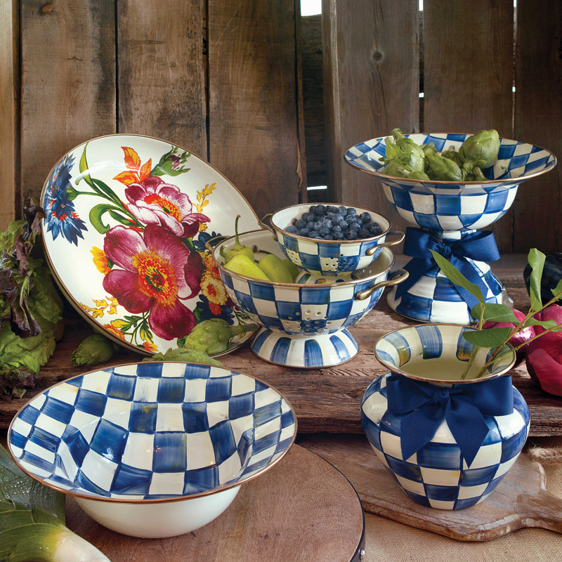 Serving Bowl, White/Blue