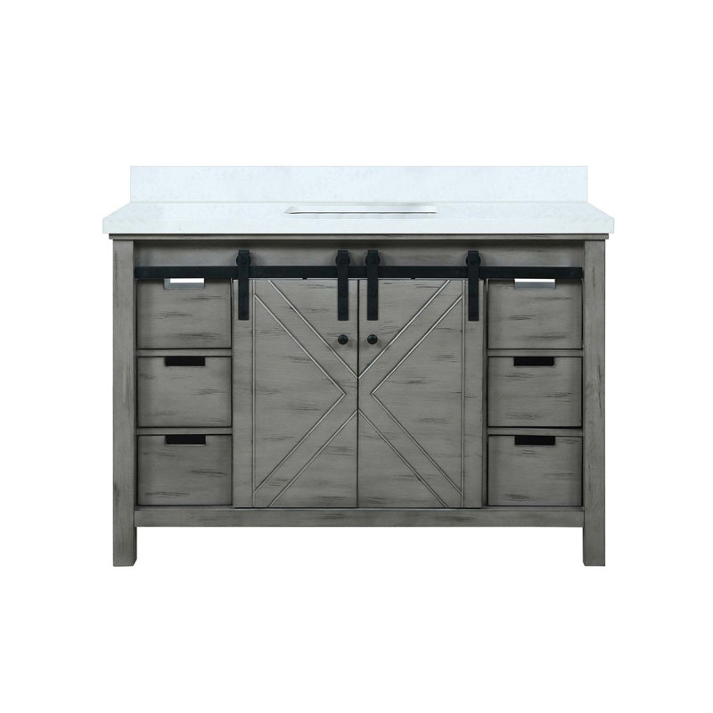 Meuble-lavabo gris cendre 48 po X P 22 po D, avec comptoir en marbre de culture