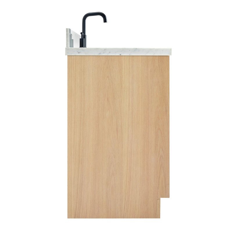 ARIEL Kelly 55 Single Sink Bathroom Vanity with Italian Carrara Marble Top, Oak, 55"