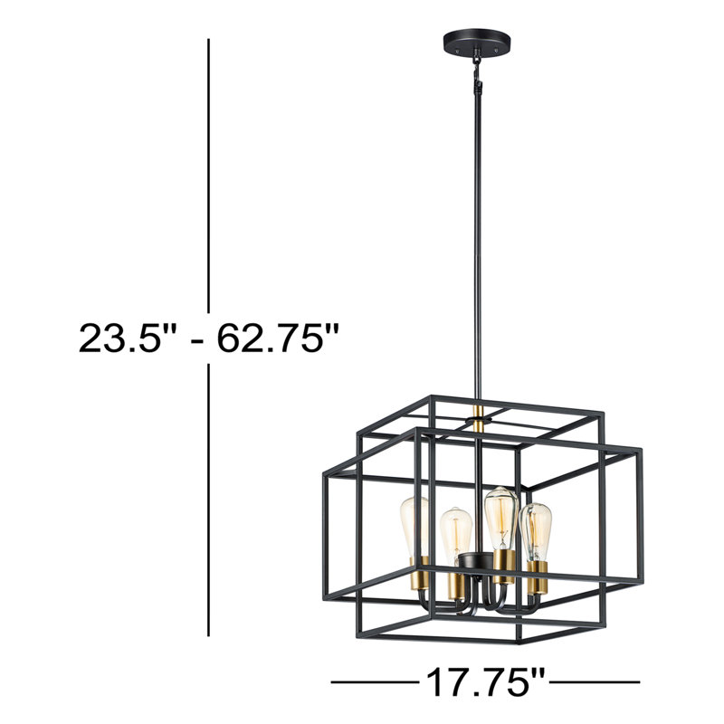 Luminaire suspendu carré unique à 4 lumières Mccluskey