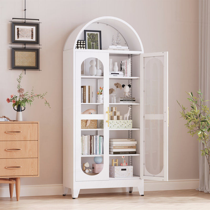 Grande armoire de rangement arquée en métal, Blanc