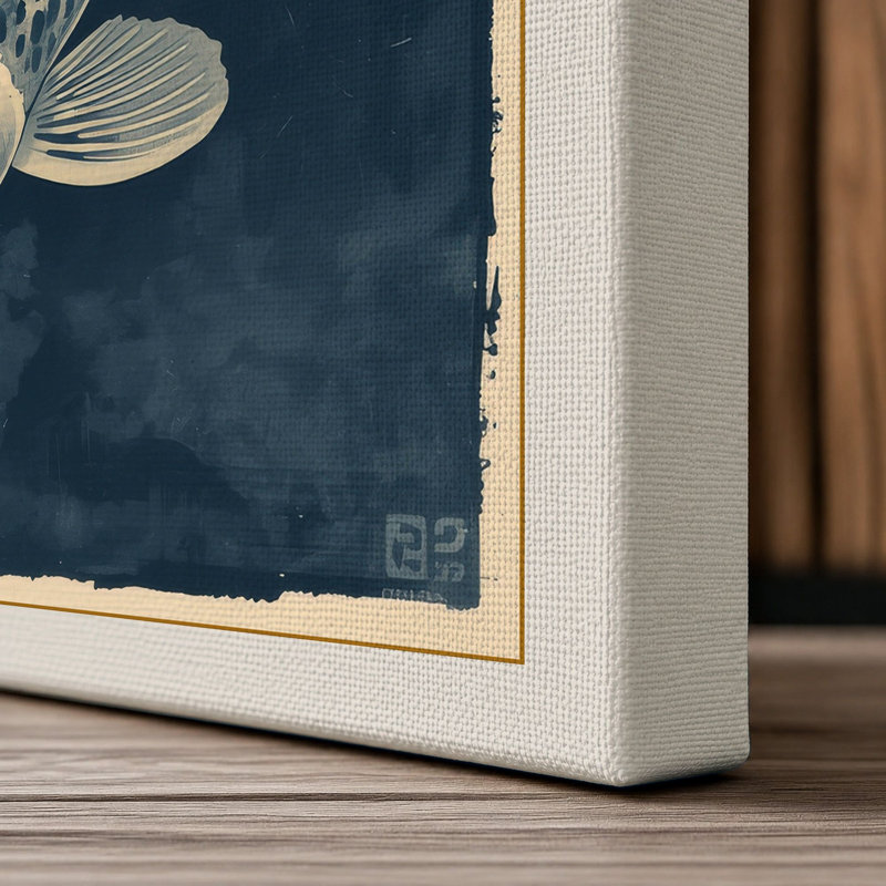 Drifting Koi Japandi - Wrapped Canvas, 18x12 - 45.7 x 30.5 cm, Cream Border