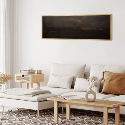 «Paint Strokes Effect», paysage abstrait brun foncé - impression sur toile encadrée surdimensionnée