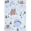 Tapis 4 pi x 6 pi blanc cassé, vert, bleu, château et arc-en-ciel