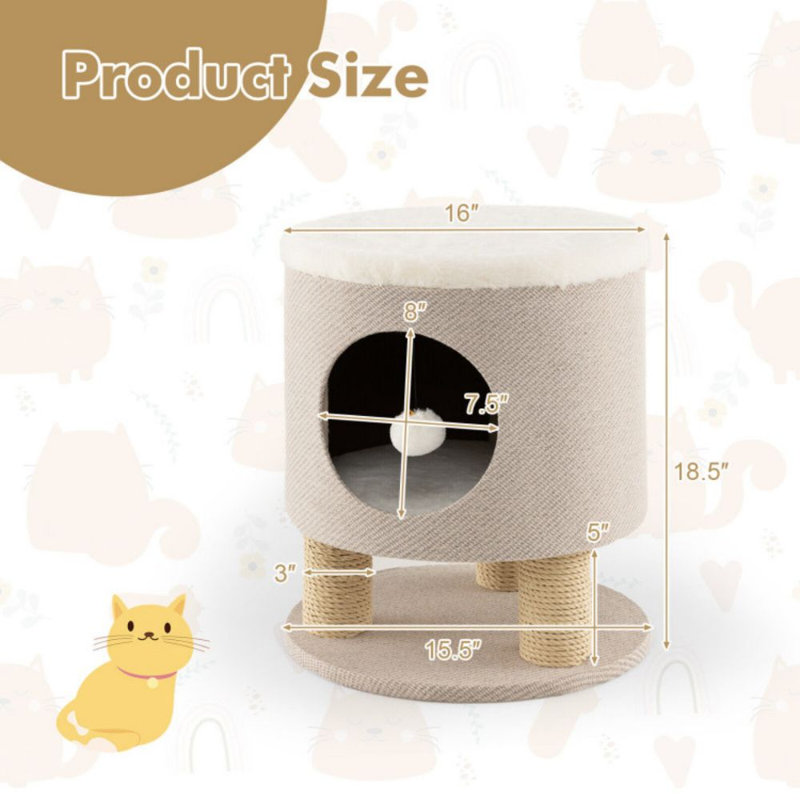 Arbre à chat 18,5 po H Dushon, Beige