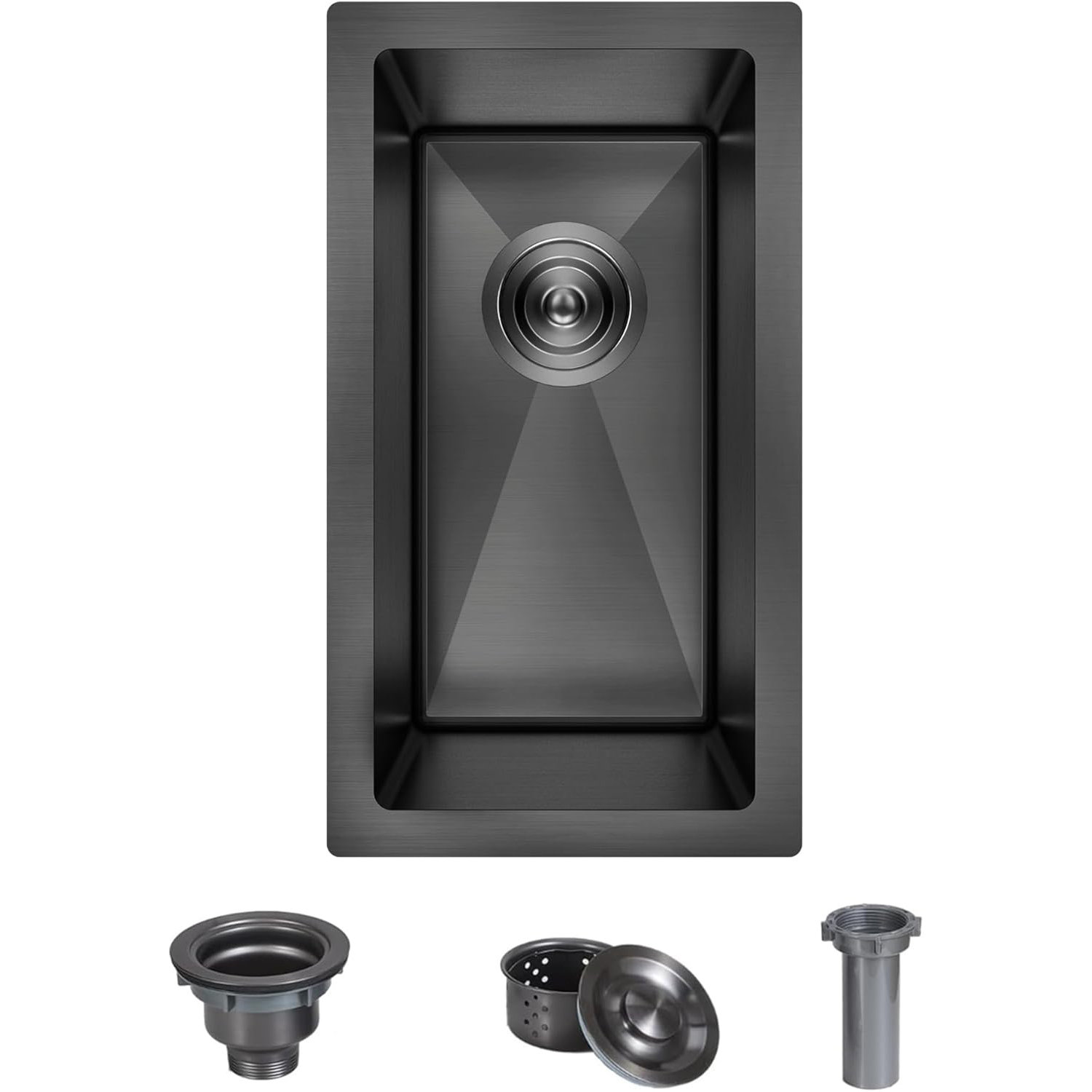 10x18 Inch Black Drop-In Bar Sink - 18 Gauge Stainless Steel Single Bowl Topmount Prep Sink With Strainer