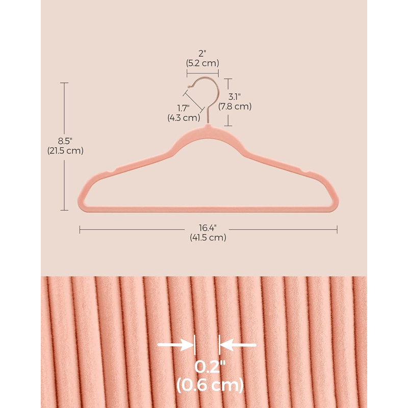 Taequan Non-Slip Standard Hanger, Pink, 20
