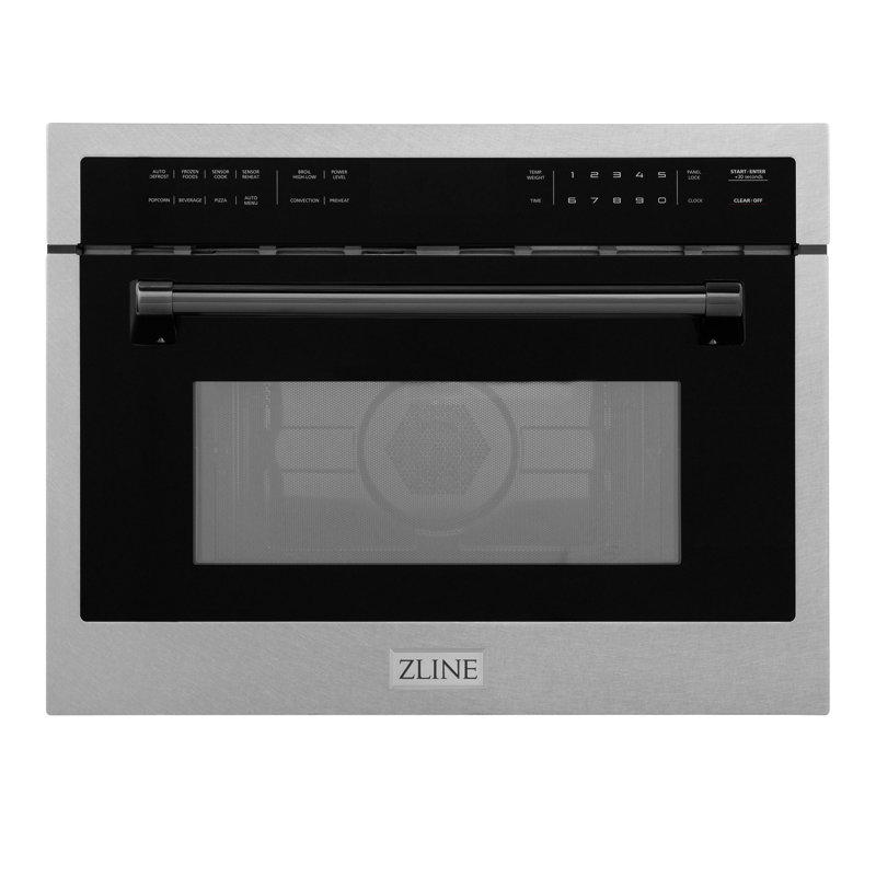 ZLINE Autograph Edition 24 in. Convection Microwave Oven in Satin Steel, Matte Black
