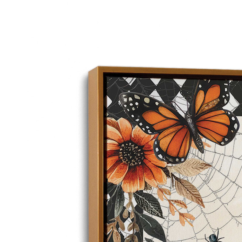 «Vintage Halloween Skeleton» par Nicole DeCamp, reproduction d'art, Toile avec cadre, L 30 po x H 30 po, Or