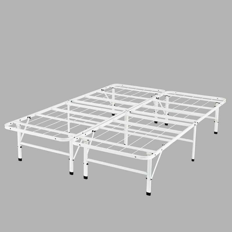Structure de lit moderne en métal avec support à lattes en acier 14 po Overshores - Structure de lit pliable durable et peu encombrante pour un confort et une stabilité accrus
