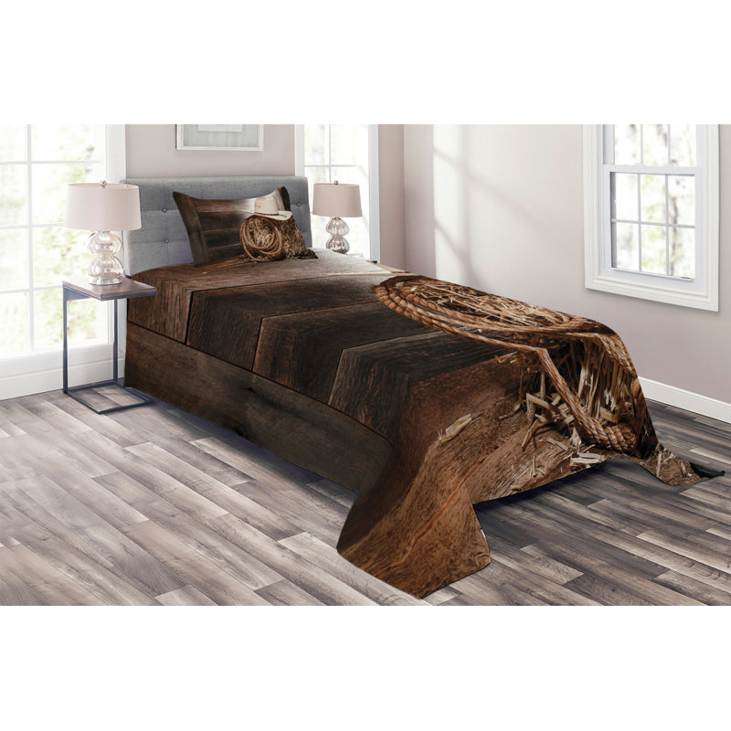 Rustic Polyester Coverlet, Twin Bedspread + 1 Sham