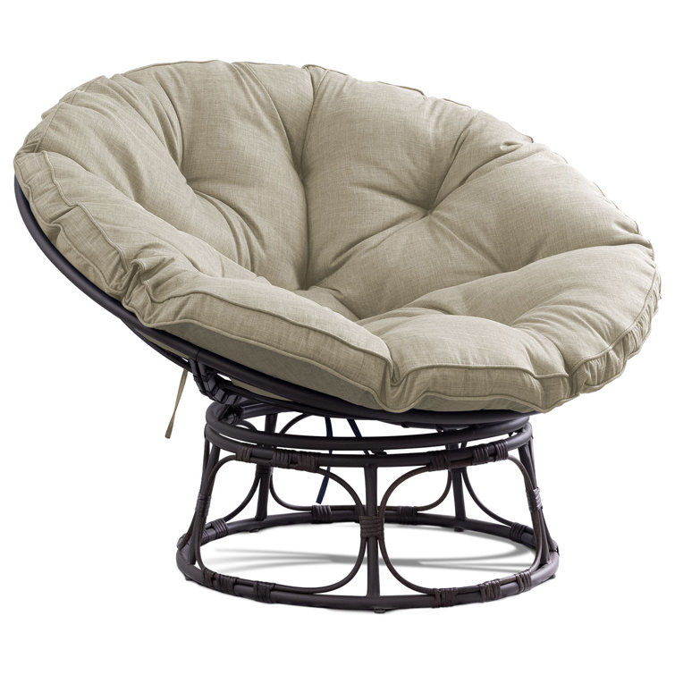 Papasan Patio Chair with Cushions Red Barrel Studio Cushion Color: Pearl Gray