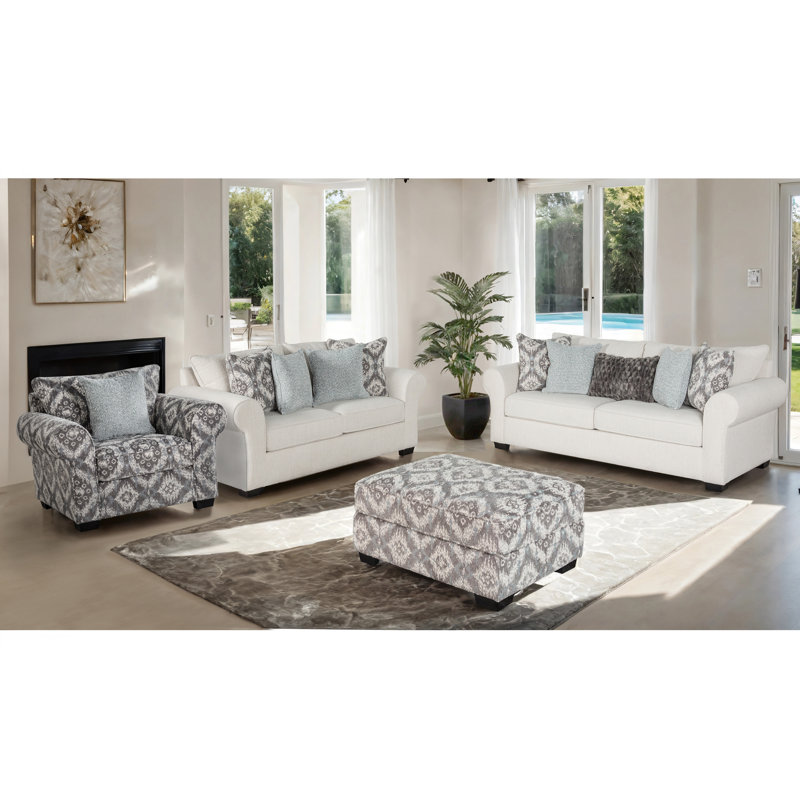 Ensemble de canapé et repose-pieds Dunster Beardsley, 4 pièces: chaise, causeuse, canapé et repose-pie