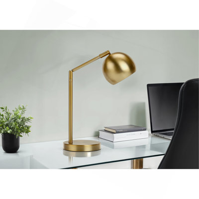 Lighting, 19"H, Table Lamp, Gold Metal, Gold Shade, Contemporary