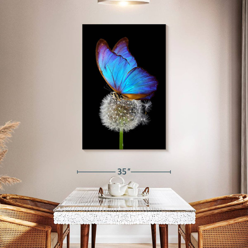 Brampt Blue Morpho On Dandelion, 48" H x 32" W