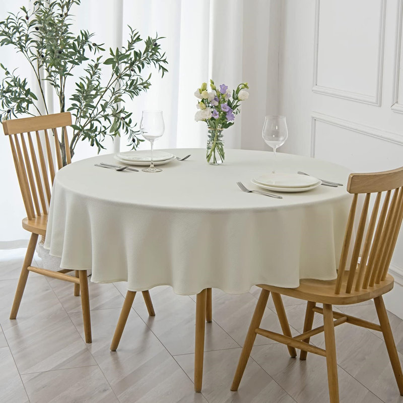 Grace Polyester Round Tablecloth, Ivory, 70" L x 70" W