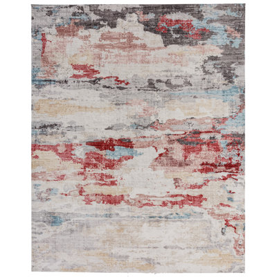 Abstract Area Rug in Red