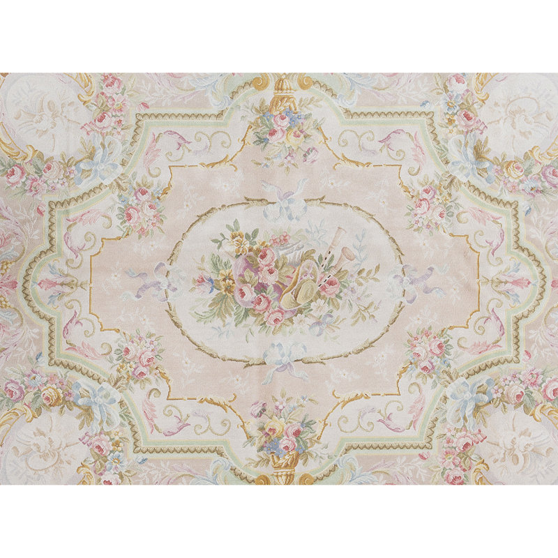 Hand-Knotted High-Quality Beige and Green Area Rug