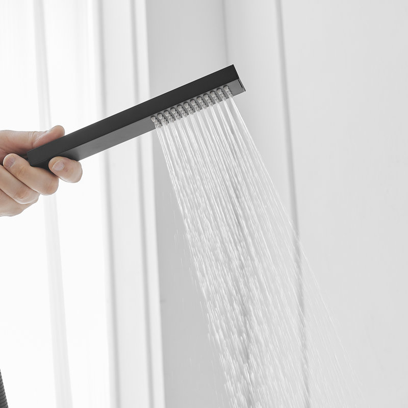 Robinet de baignoire autoportant à poignée simple avec douchette en laiton Noir mat
