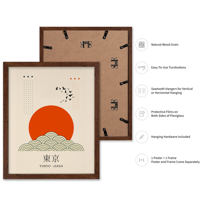 Tokyo, Japon, Poster, 16"H x 20"W, Brown Framed