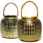 Lantern Porcelain Table Lamp- Dark Ceramic Light with Asian Inspired Cutouts-2125958740