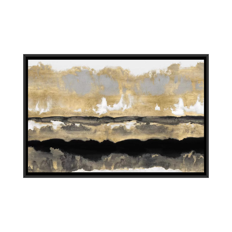 « golden ditons i », reproduction d’art sur toile tendue, H 18 po x l 26 po x P 1,5 po, Toile avec cadre noir, Pas de tapis