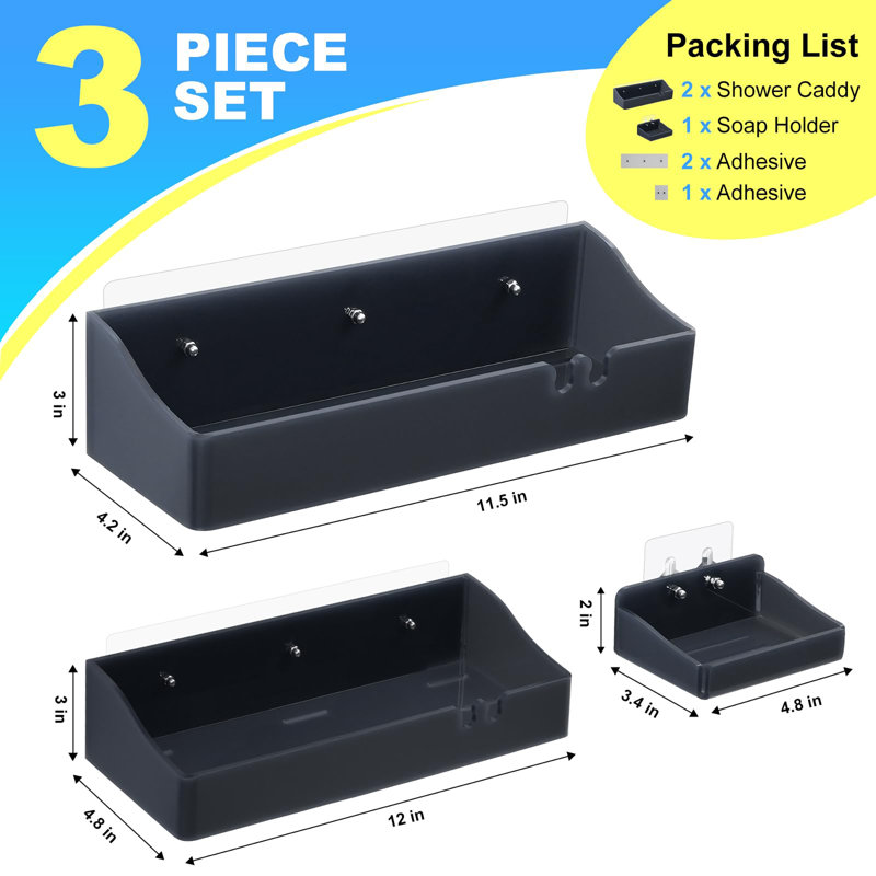 Organisateur de salle de bain en acrylique avec porte-savon, Gris foncé