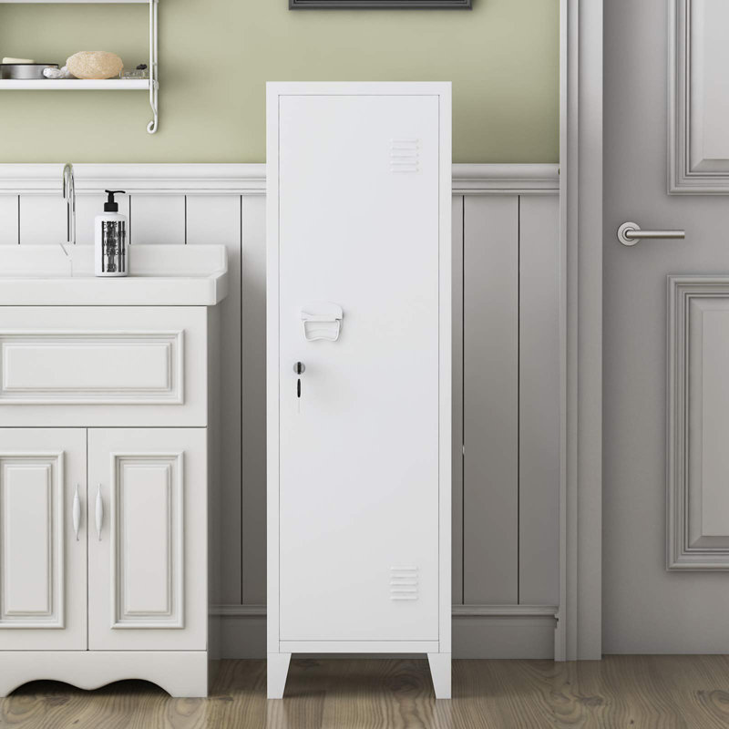 White Metal Lockable Office Storage Cabinet with Shelves