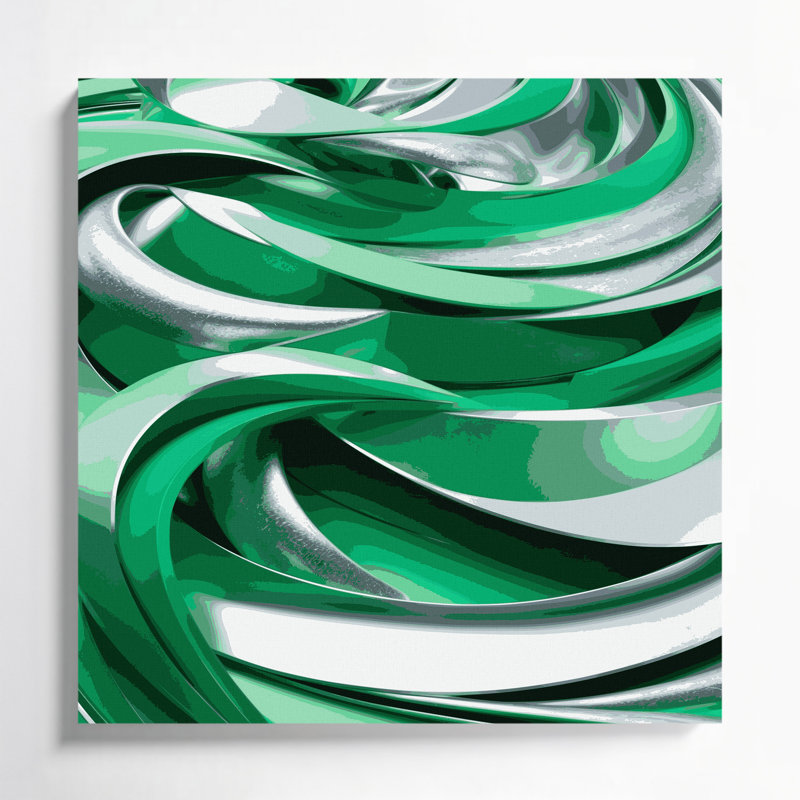 «Abstract Landscape 53», art mural sur toile verte, H 12 po x l 12 po