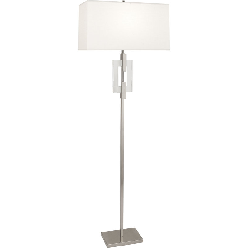 Lincoln Polished Nickel 63'' Floor Lamp with Pearl Dupioni Silk Shade