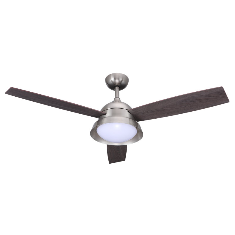 Good Housekeeping's Barnlight 52" Ceiling Fan with 3 Reversible Blades & Remote Control, Black/Gray, Brushed Nickel